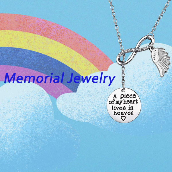 Memorial Jewelry Sympathy Gift A Piece of My Heart Lives In Heaven Lariat Y Necklace Loss Jewelry Gift