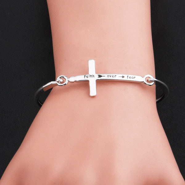 Cross Bracelet Faith Bracelet Let your Faith be bigger than your fear Christian Bracelet Religious Jewelry Gift For Her