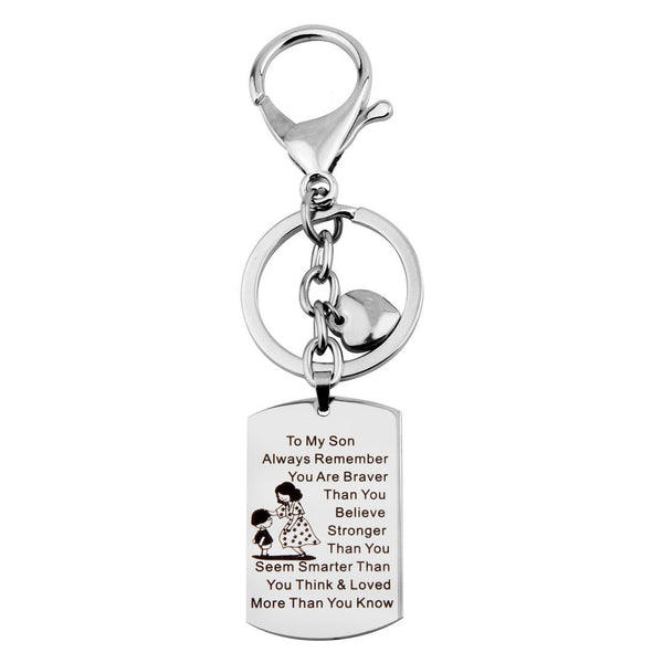 Necklace and Keychain To My Son Jewelry Remember You Are Always Braver Than You Believe Hand Stamped Dog Tag