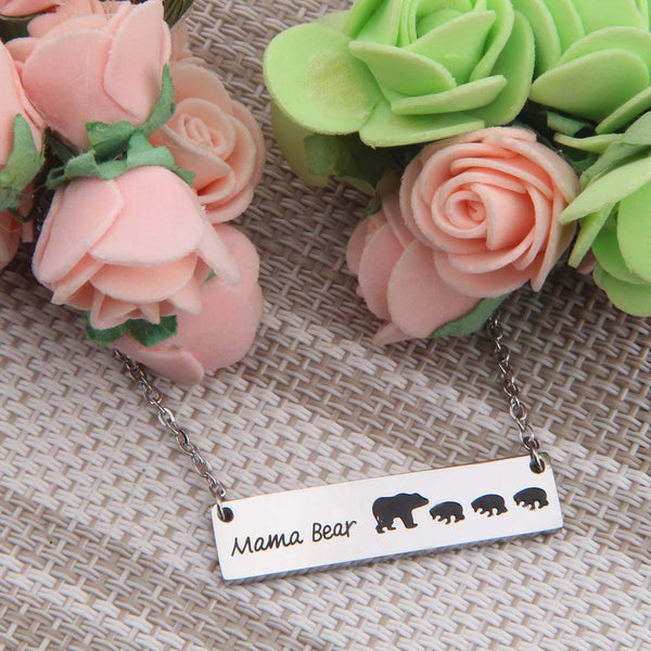Honey Family Mama Bear Bar Necklace Gifts for Family