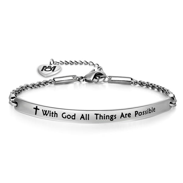 Matthew 19:26 With God All Things Are Possible Bracelet Cuff Bracelet Religious Jewelry Encouragement Gift For Women