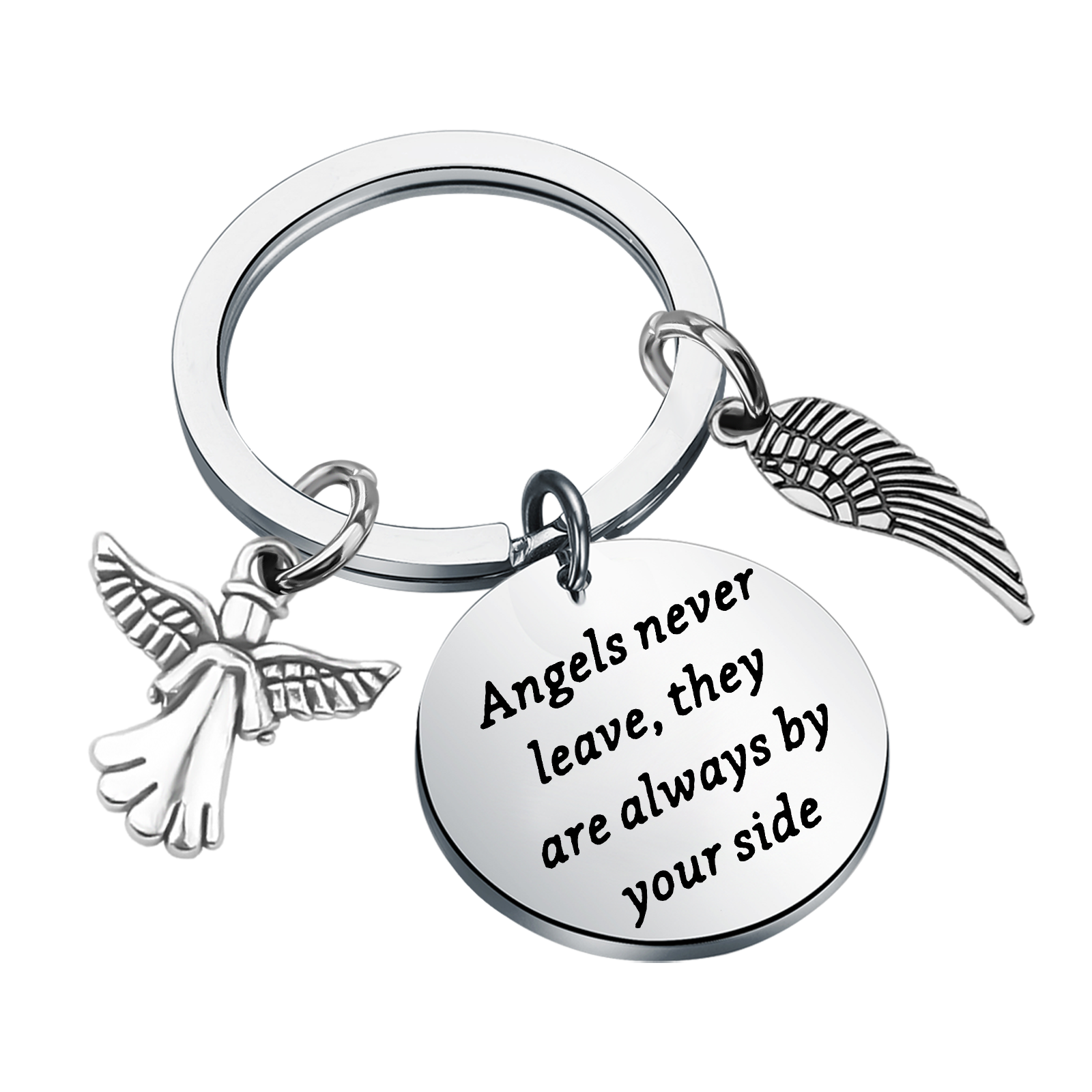 MYOSPARK Memorial Angel Keychain Sympathy Angel Gifts for Loss of Loved One Remembrance Gifts Angels Never Leave