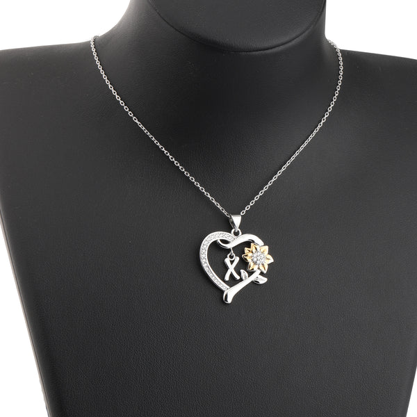 MYOSPARK Sunflower Heart Initial Necklace A-Z 26 Letters Pendant Necklace Heart-shaped Sunflower Jewelry Gifts for Women Girls