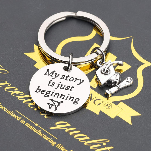 MYOSPARK Graduation Gifts Graduation Jewelry My Story is Just Beginning Keychain Inspirational Graduates Gifts for Him Her