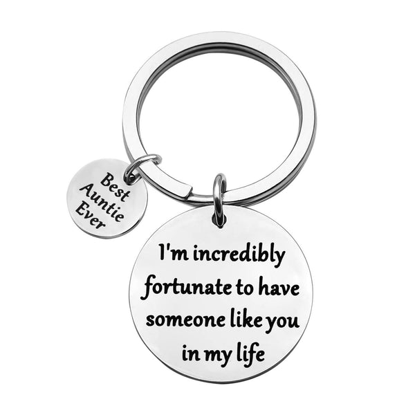 MYOSPARK  Aunt Gift Gift for Auntie from Nephew Niece Jewelry Gift Idea for Aunt I’m Incredibly Fortunate Keychain