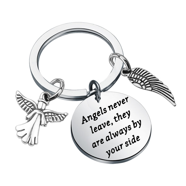 MYOSPARK Memorial Angel Keychain Sympathy Angel Gifts for Loss of Loved One Remembrance Gifts Angels Never Leave
