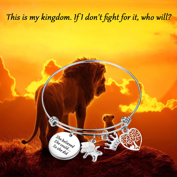 MYOSPARKLion King Gift Lion King Movie Inspired Jewelry She Believed She Could So She Did Lion King Charms Bracelet for Daughter Niece Best Friend