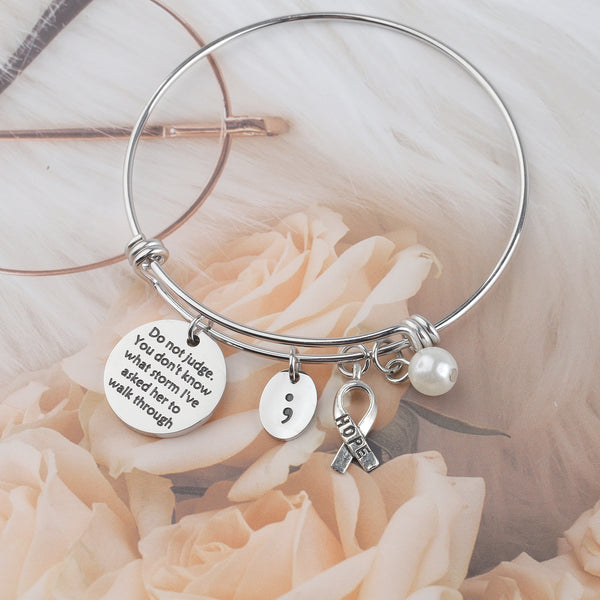 MYOSPARK Semicolon Inspirational Gift Mental Health Awareness Bracelet Depression Awareness Jewelry for Women Girl