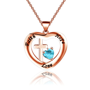 Faith Gift Faith Hope Love Necklace Christian Gifts Cross Jesus Heart Pendant Necklace Mother Birthday Gifts Inspirational Jewelry Gifts Religious Gifts Affirmation Gifts