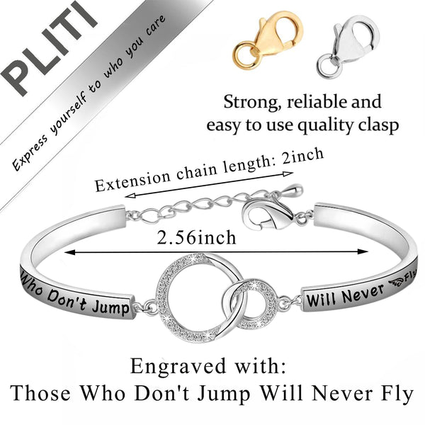 Skydiving Gifts Skydiver Gifts Parachuting Jewelry Funny Skydive Gifts Those Who Don't Jump Will Never Fly Adjustable Bracelet For Parachuter Paratrooper Skydiver