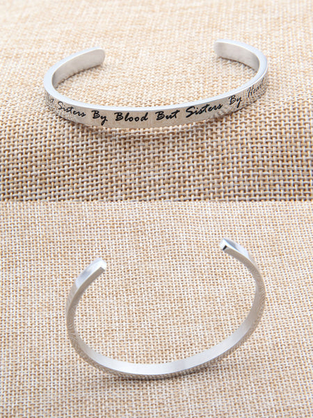 Best Friends Bracelet "Not Sisters By Blood But Sisters By Heart "Cuff Bangle Bracelet,Inspirational Friendship Jewelry,Birthday Thanksgiving Christmas Day Gifts for Women & Girls