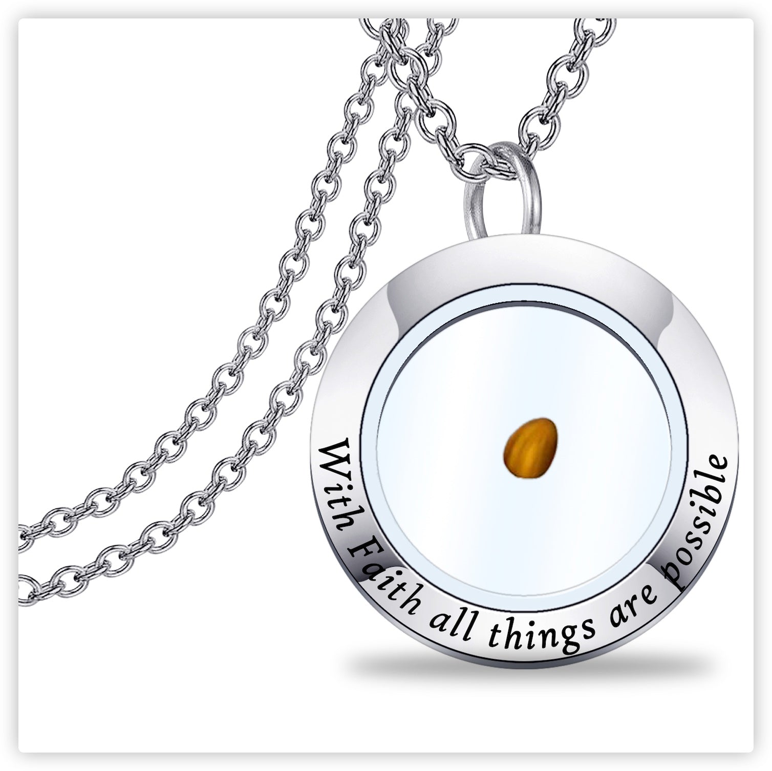 Faith Jewelry with Faith All Things are Possible Mustard Seed Pendant Mustard Seed Necklace for Women Girls