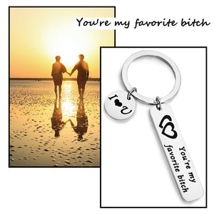 Funny Couple Keychain You're My Favorite Bitch Jewelry for Her Girlfriend Gift For Wife