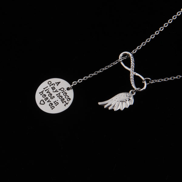 Memorial Jewelry Sympathy Gift A Piece of My Heart Lives In Heaven Lariat Y Necklace Loss Jewelry Gift
