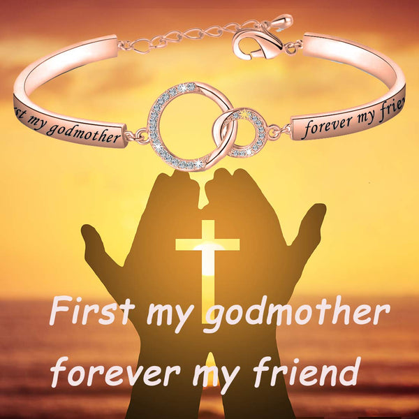 Christian Jewelry Religious Gift First My Godmother Forever My Friends Bracelet Godmother Gift from Goddaughter Godson Godchild