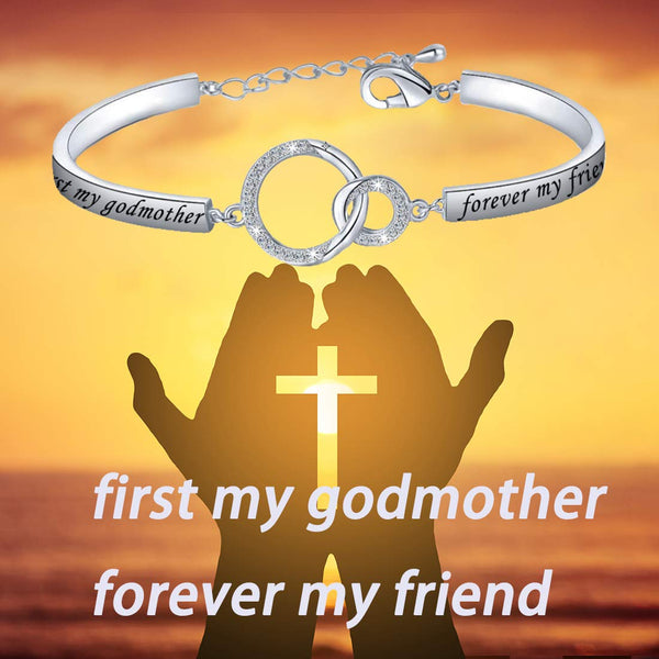 Christian Jewelry Religious Gift First My Godmother Forever My Friends Bracelet Godmother Gift from Goddaughter Godson Godchild