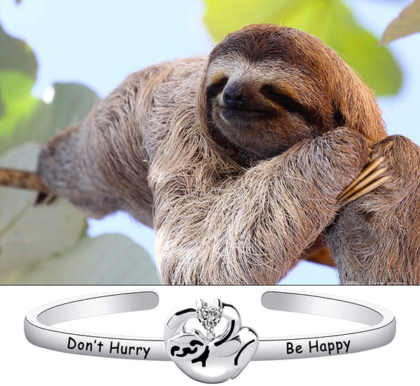 Lazy Sloth Jewelry Gift for Sloth Lovers Don't Hurry Be Happy Bracelet for Women Girls Lazy Sloth Animal Gifts for Mom Aunt Friends