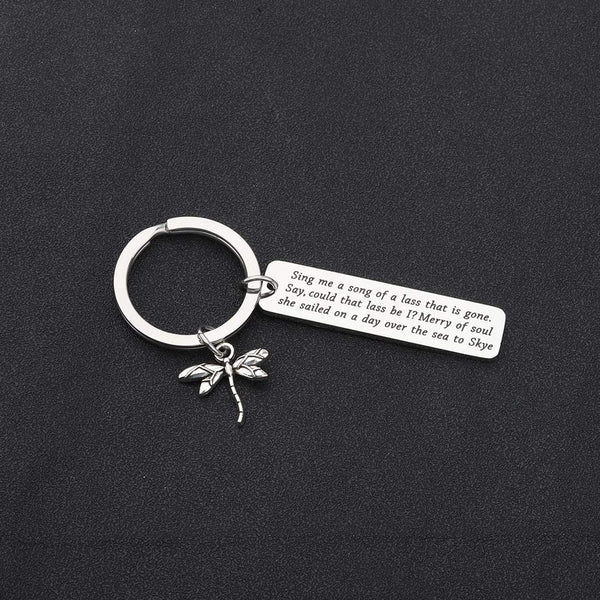 Outlander Theme Song Lyrics Sing Me a Song of a Lass That is Gone Dragonfly Keychain for Outlander Fans