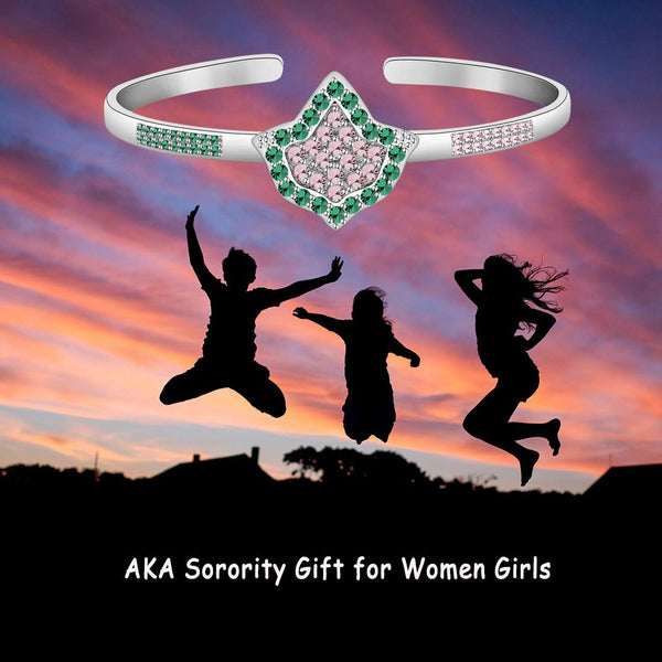 Sorority Gift Ivy Leaf Cuff Bracelet Sorority Graduation Gift Pink and Green Rhinestone Cuff Bangle