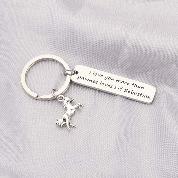 Parks and Recreation Keychain Horse Gift Jewelry Horse Keychain I Love You More Than Pawnee Loves Li’l Sebastian Inspired by Parks and Recreation Gift for Fans