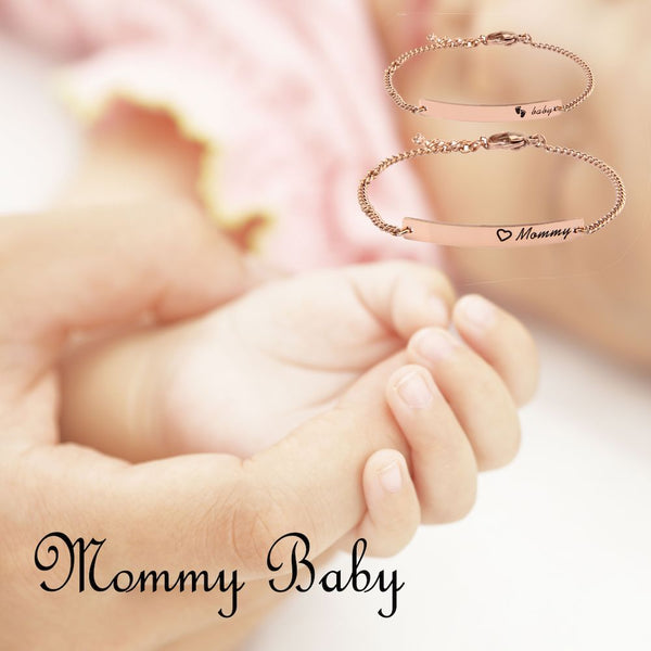 Mommy & Baby Bracelet Mommy Baby Bar Bracelet Set Baptism Bracelet Infant Toddler Jewelry