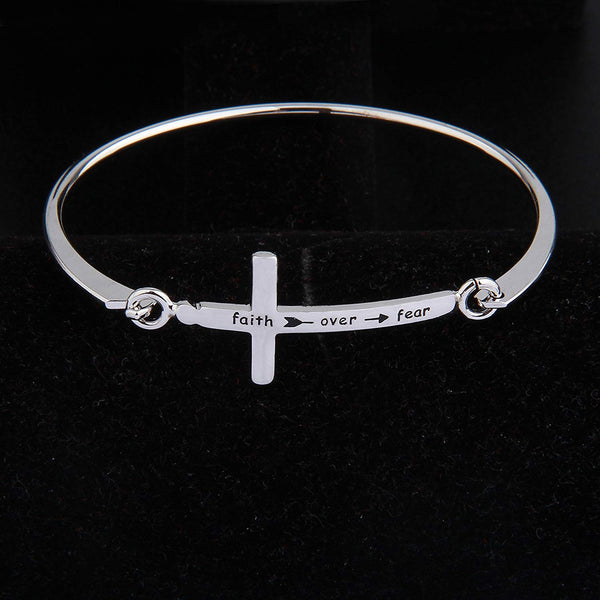 Cross Bracelet Faith Bracelet Let your Faith be bigger than your fear Christian Bracelet Religious Jewelry Gift For Her