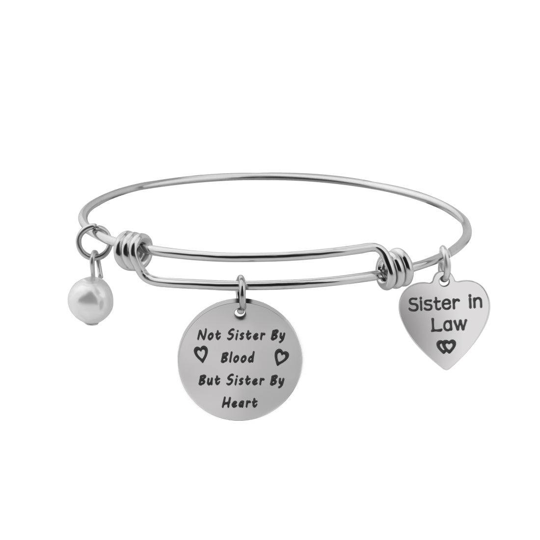 Sister In Law Bracelet Not Sister By Blood But Sister By Heart Charm Bangle Bracelet Sister Friend Gift